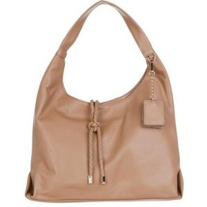 Cute Anne Klein shoulder bag hobo style purse tan nude bow